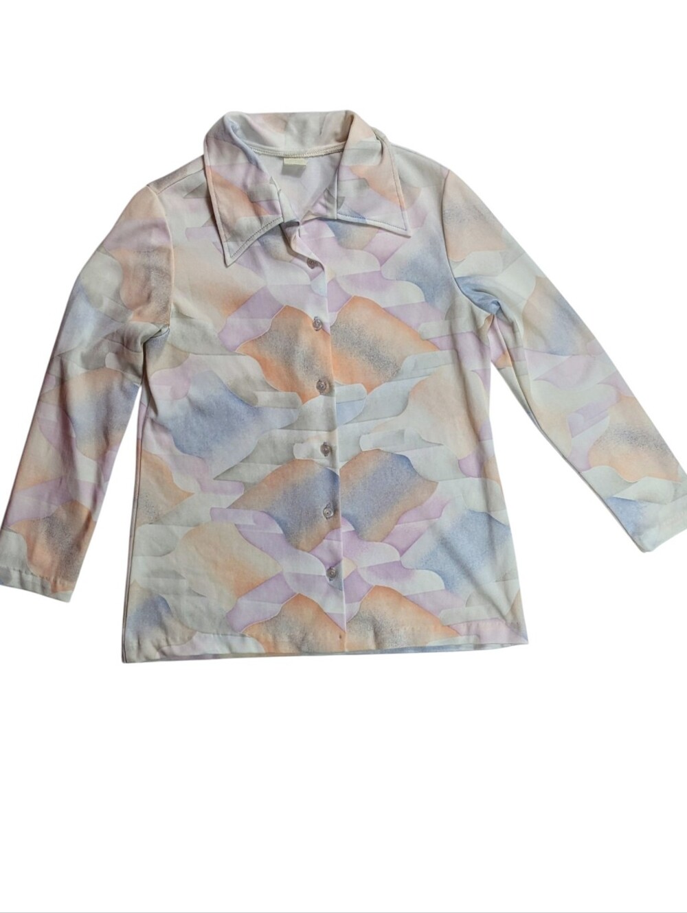 Vintage Pastel Abstract Button-Down Shirt - Peach, Lavender, Blue